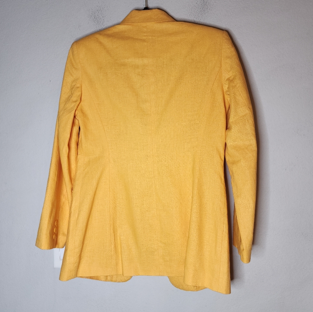 NWT Newport News Linen Cotton Yellow Single Button Blazer Size‎ 4 - Picture 5 of 16